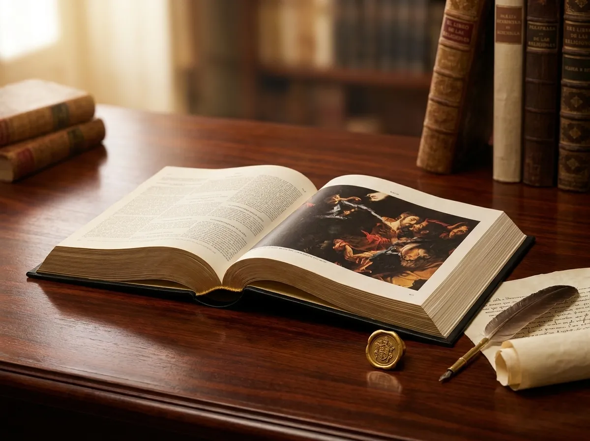 Detalle de la encuadernación de lujo de la Biblia