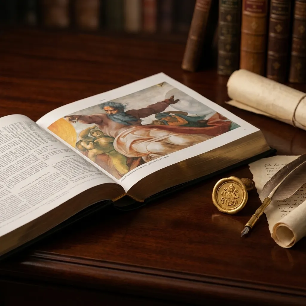 Ilustración y texto interior de la Biblia Premium